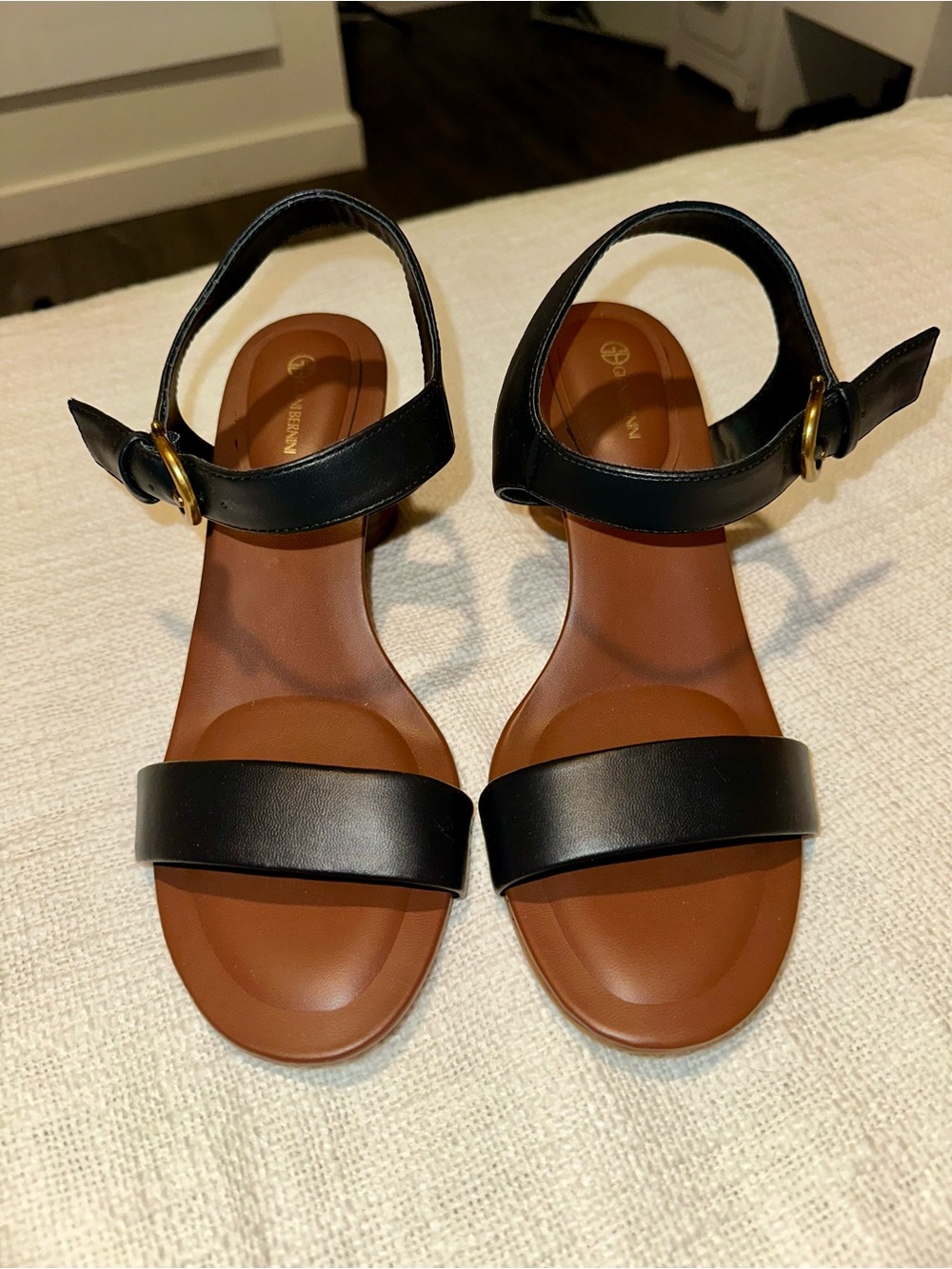 Giani Bernini Black Leather Ankle-Strap Sandals